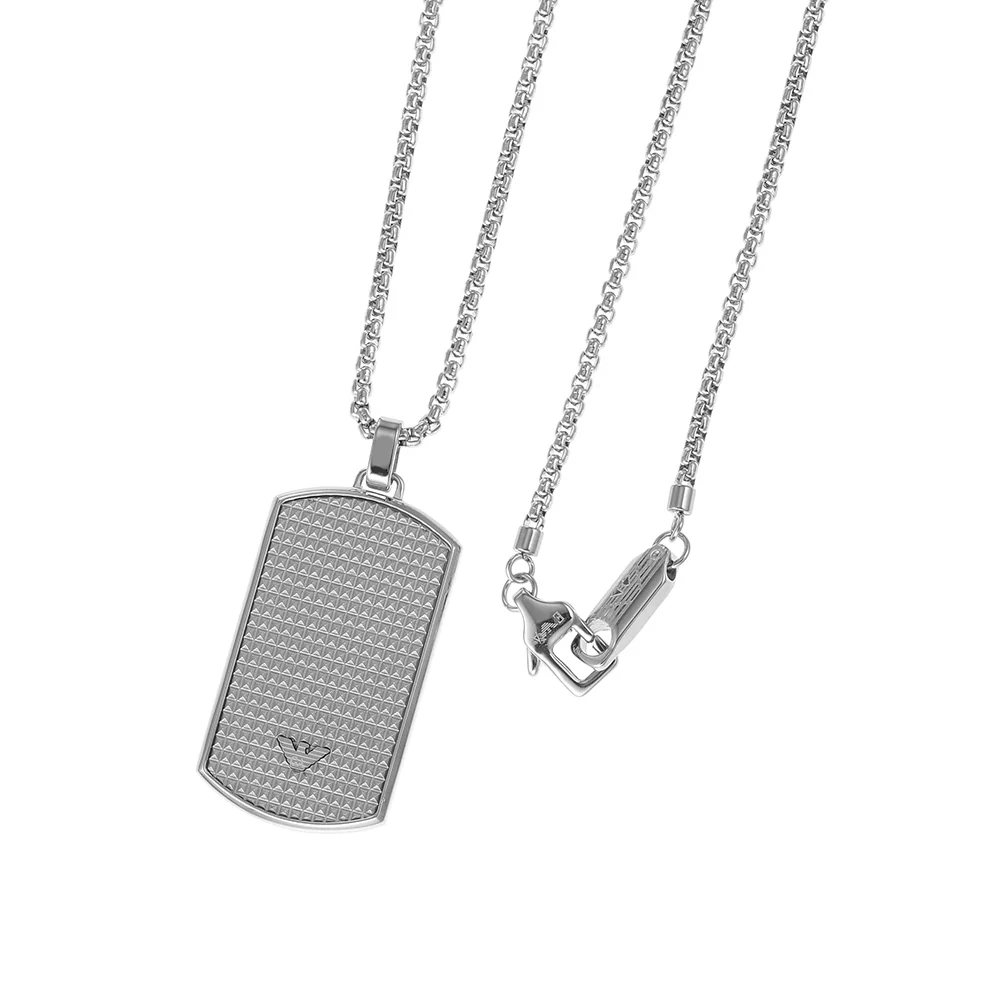 Emporio Armani Stainless Steel Dog Tag Pendant With Chain - Image 2