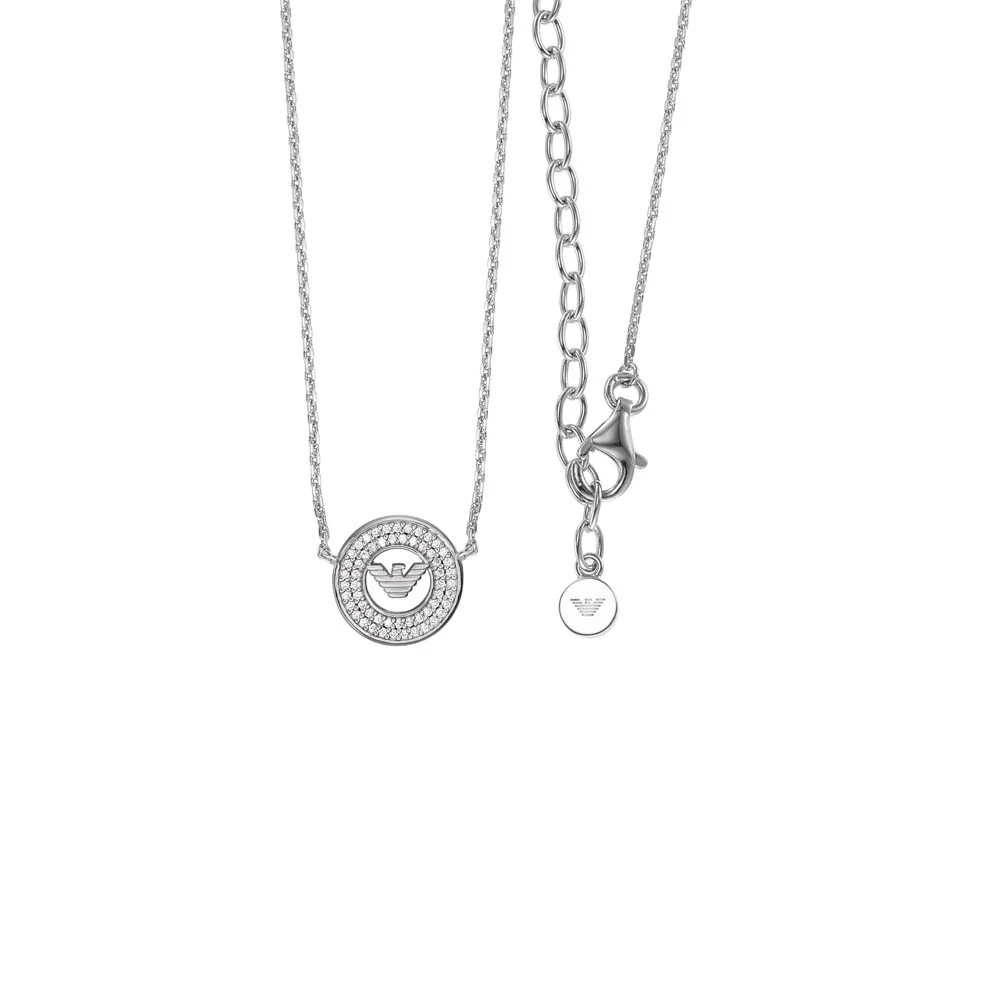 Emporio Armani Sterling Silver Key Basics CZ Pendant On Chain - Image 2
