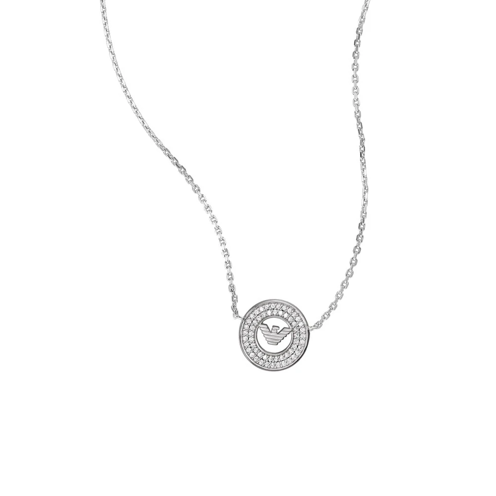 Emporio Armani Sterling Silver Key Basics CZ Pendant On Chain - Image 3