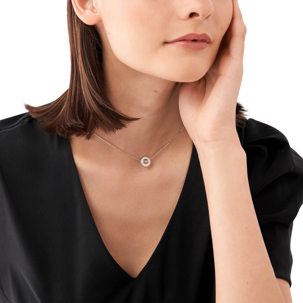 Emporio Armani Sterling Silver Key Basics CZ Pendant On Chain - Image 5