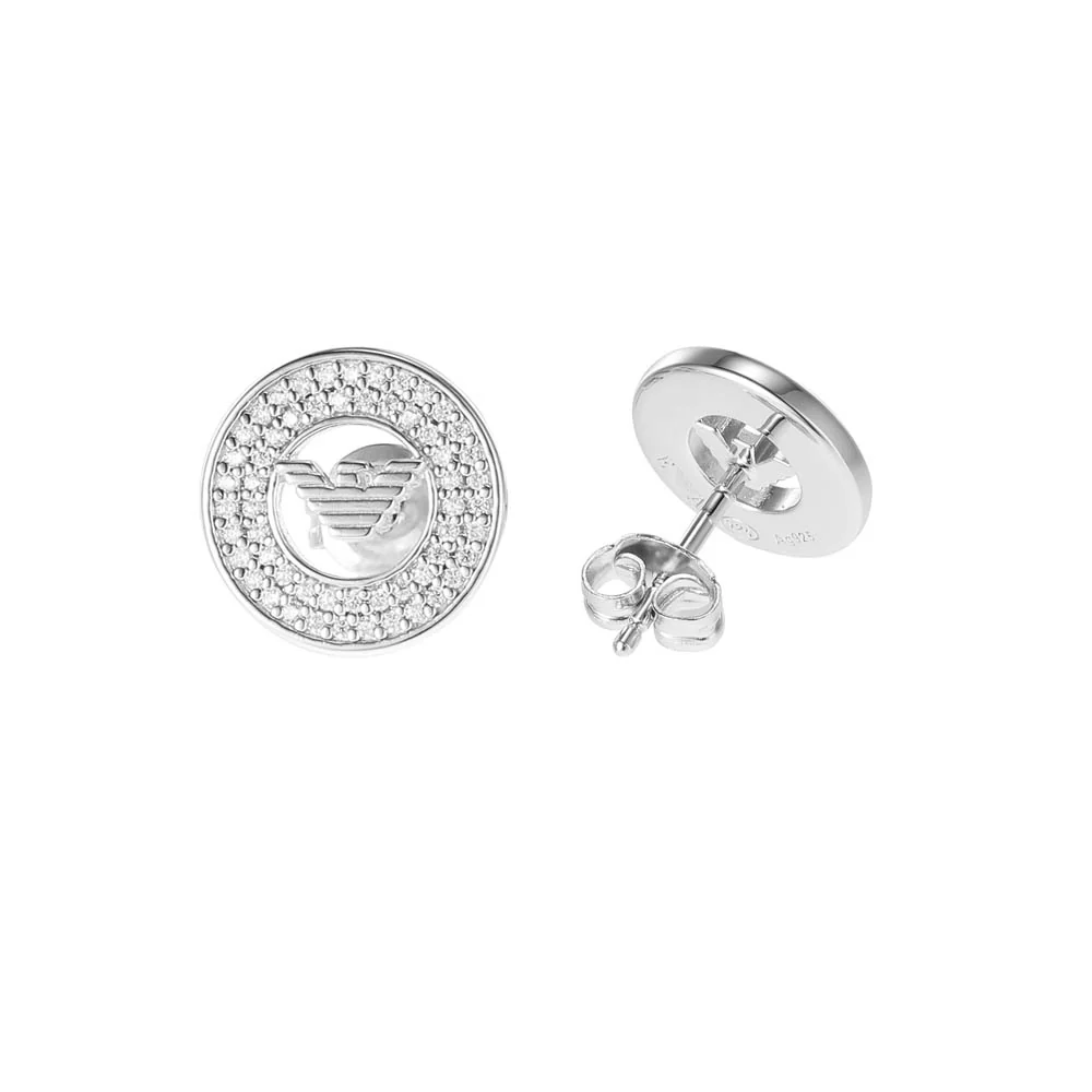 Emporio Armani Sterling Silver Key Basics CZ Stud Earrings - Image 2