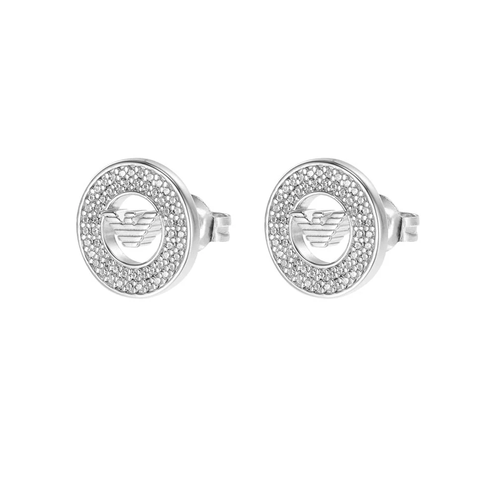 Emporio Armani Sterling Silver Key Basics CZ Stud Earrings - Image 3