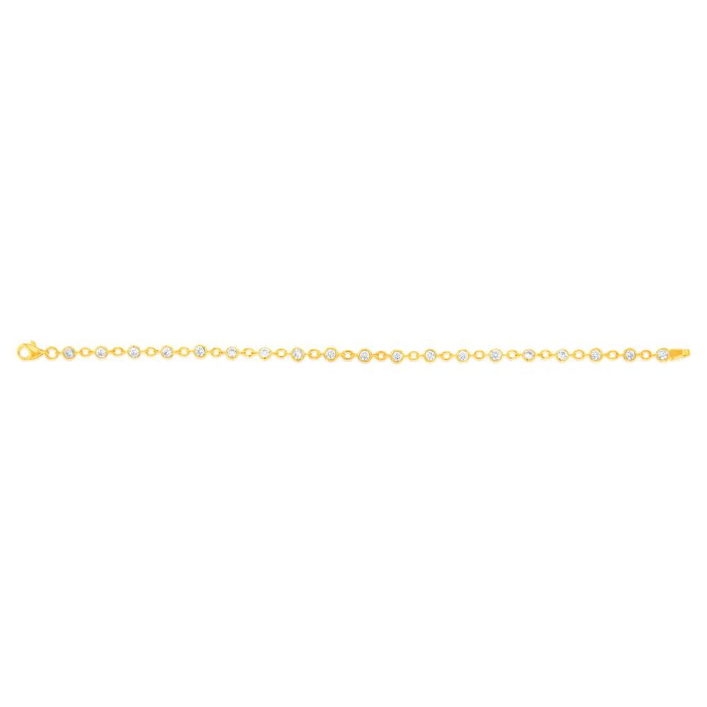 Fancy Cubic Zirconia 19cm Bracelet in 9ct Yellow Gold - Image 2