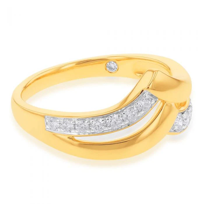 Flawless 1/4 Carat Diamond Chevron Dress Ring in 9ct Yellow Gold - Image 2