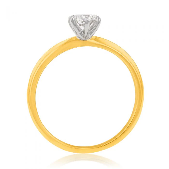 Flawless Cut 1/2 Carat Solitaire Hearts and Arrows 6 Claw in 18ct Yellow & White Gold - Image 2