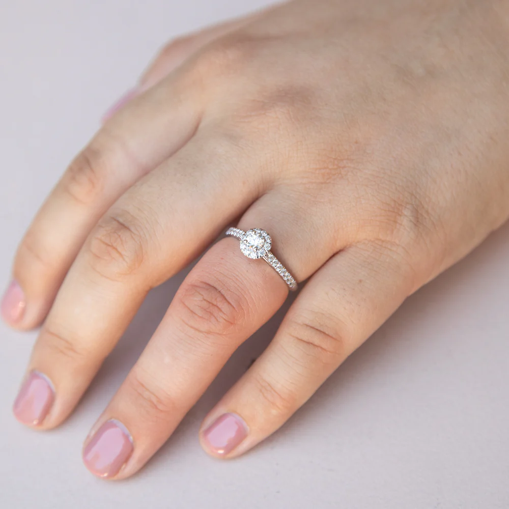 Flawless Cut 3/8 Carat Halo Ring in 18ct White Gold - Image 3