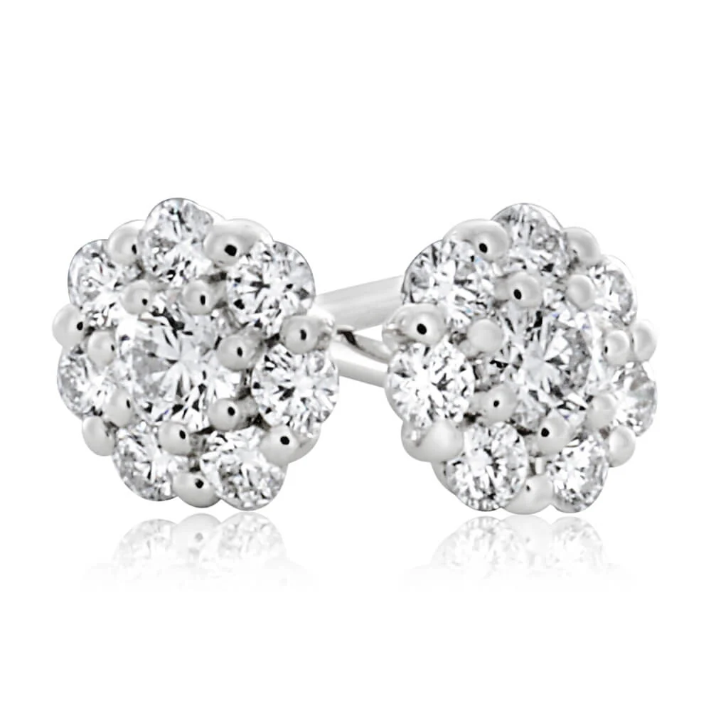 Flawless Cut 9ct White Gold Claw Diamond Stud Earrings (TW35-39pt) - Image 2