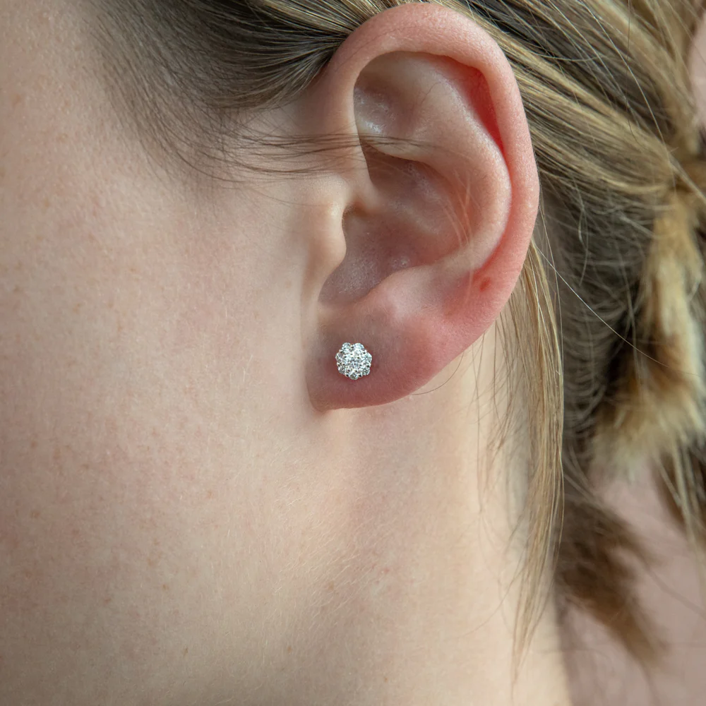 Flawless Cut 9ct White Gold Claw Diamond Stud Earrings (TW35-39pt) - Image 3