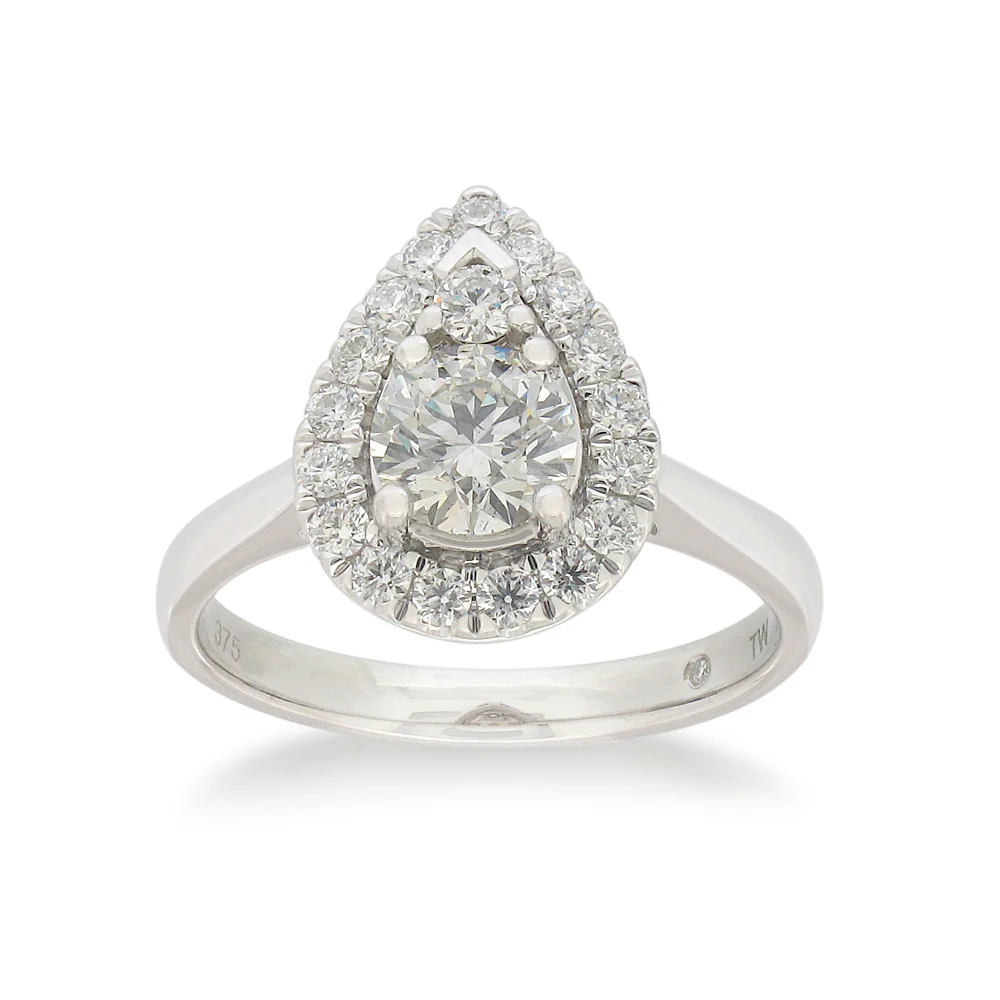 Flawless Cut 9ct White Gold Pear Shape Diamond Ring (TW=1ct) - Image 2