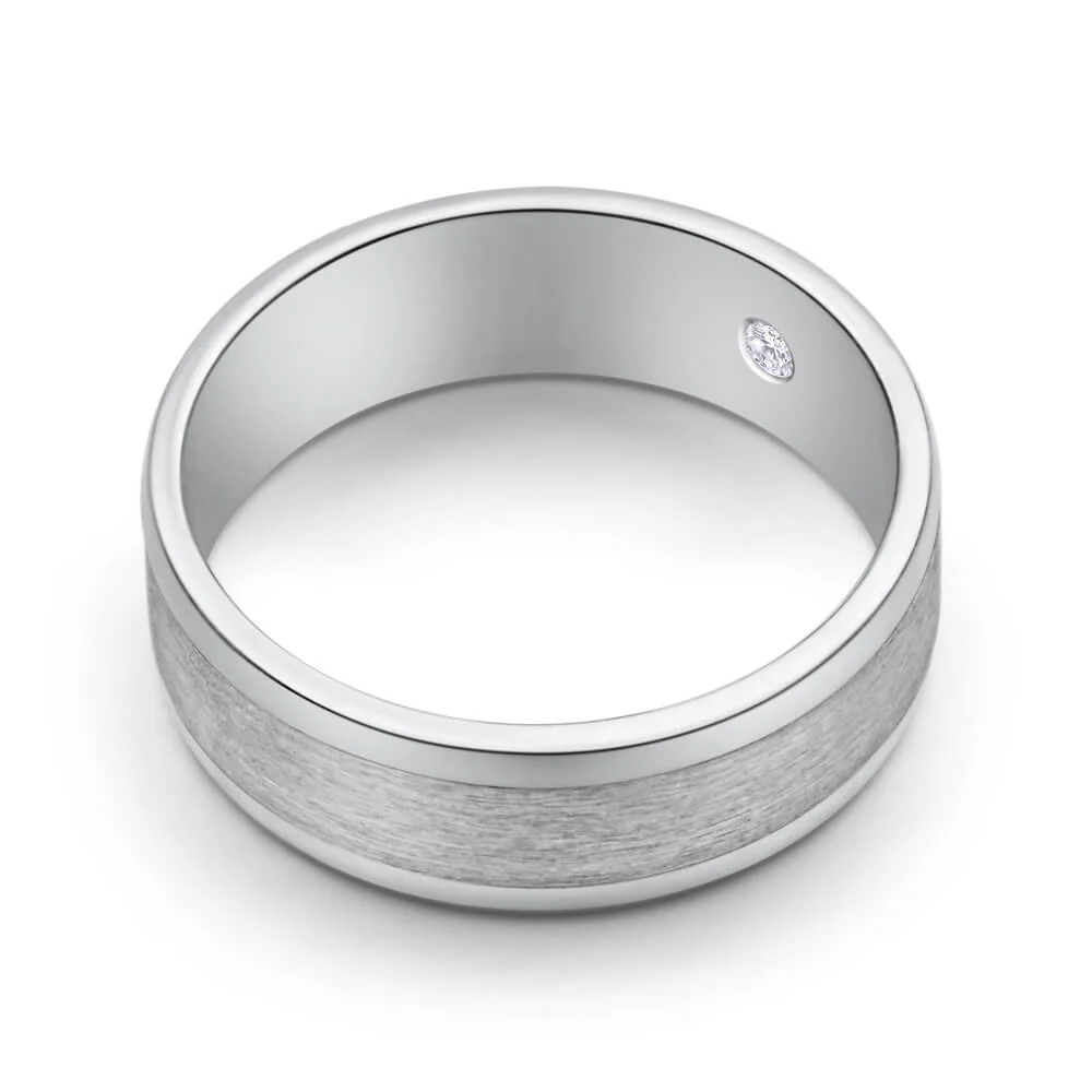 Flawless Cut 9ct White Gold & Titanium 7mm Ring - Image 2