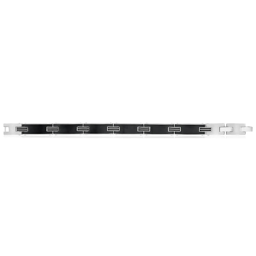 Forte Stainless Steel Black Link 21cm Gents Bracelet - Image 2