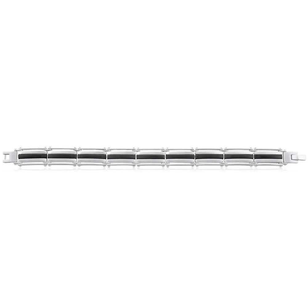 Forte Stainless Steel Forte Rubber Stripe 21cm Gents Bracelet - Image 2