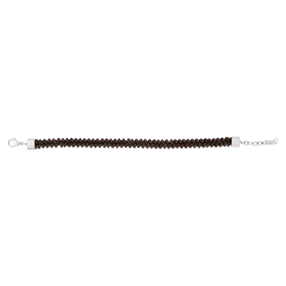 Forte Stainless Steel Hematite Matt Brown 19.5+3cm Bracelet - Image 2