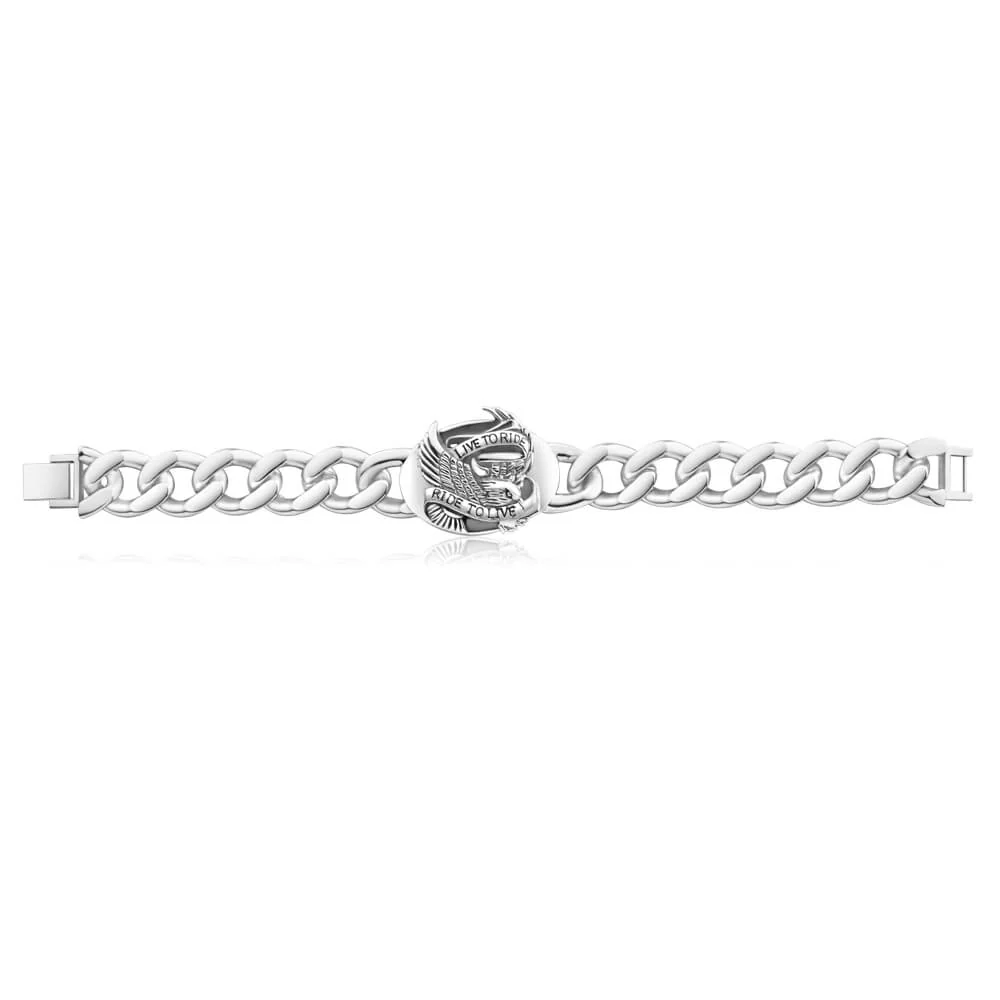Forte Stainless Steel Live To Ride 21cm Bracelet - Image 2
