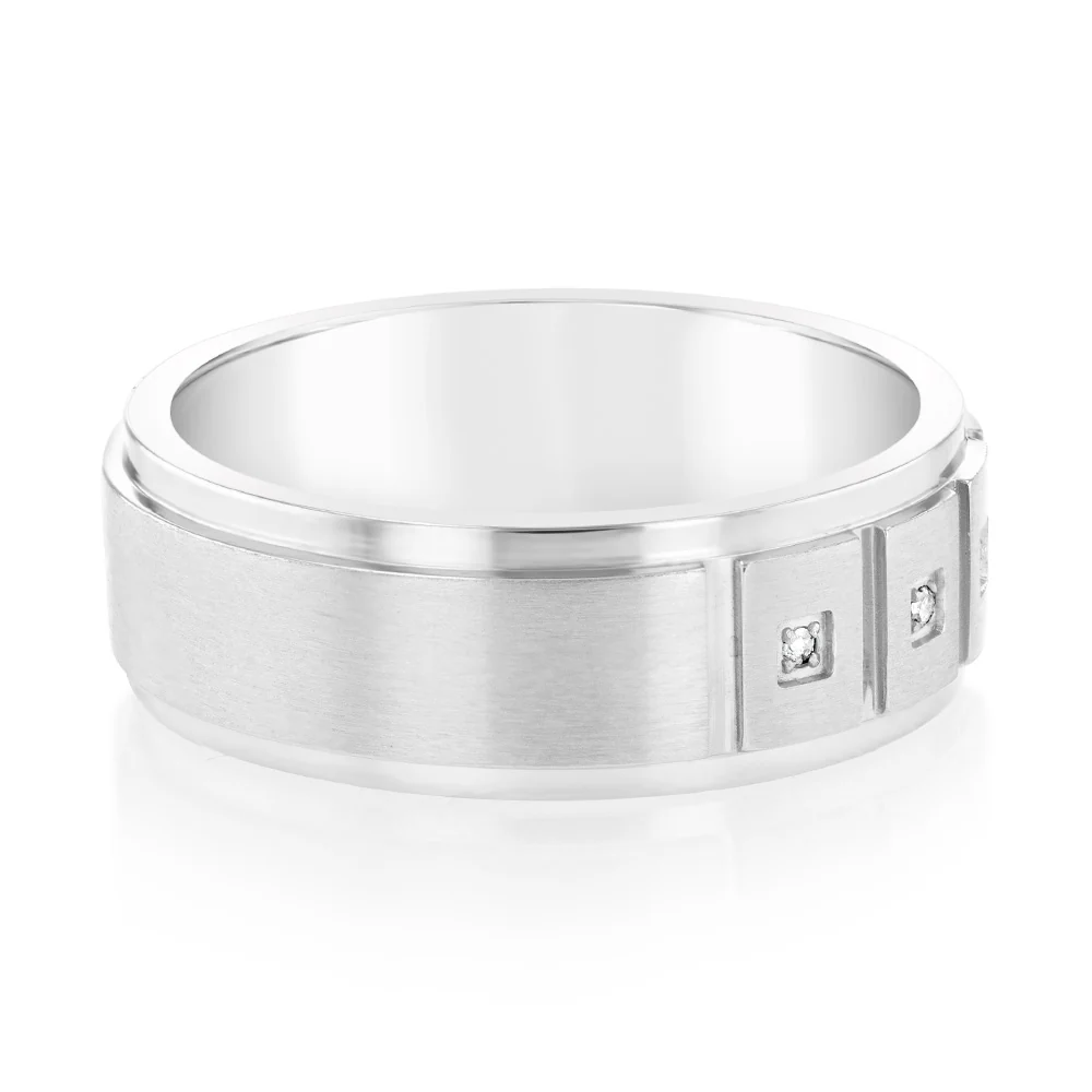 Forte stainless Steel Matt Finish 8mm Wide Ring - Image 2