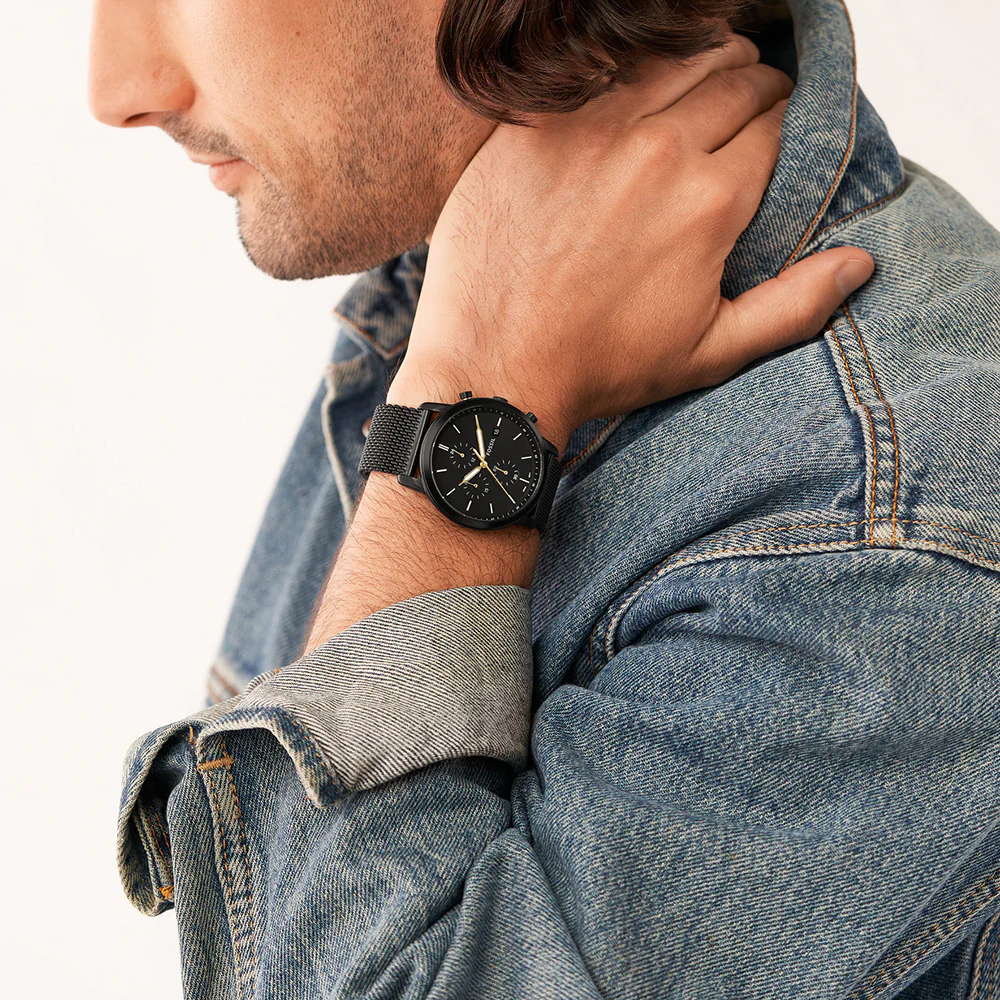 Fossil FS5943 Minimalist Black Stainless Steel Mesh Mens Watch - Image 4