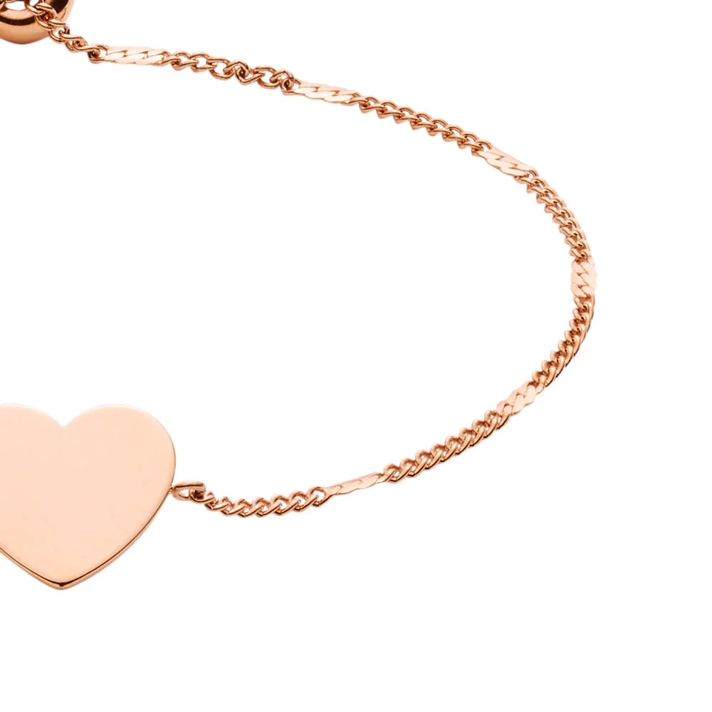 Fossil Rose Gold Plated Stainless Steel Drew Heart Bracelet - Image 2
