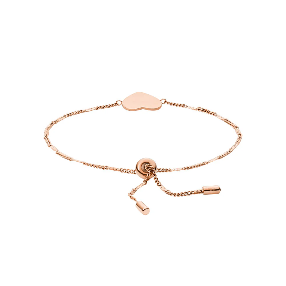 Fossil Rose Gold Plated Stainless Steel Drew Heart Bracelet - Image 3