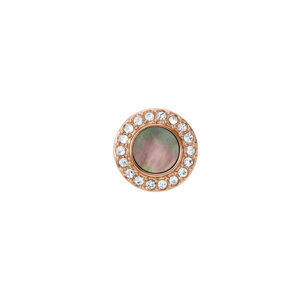 Fossil Rose Gold Plated Stainless Steel Gray Mother Of Pearl Glitz Stud Earring - Image 2