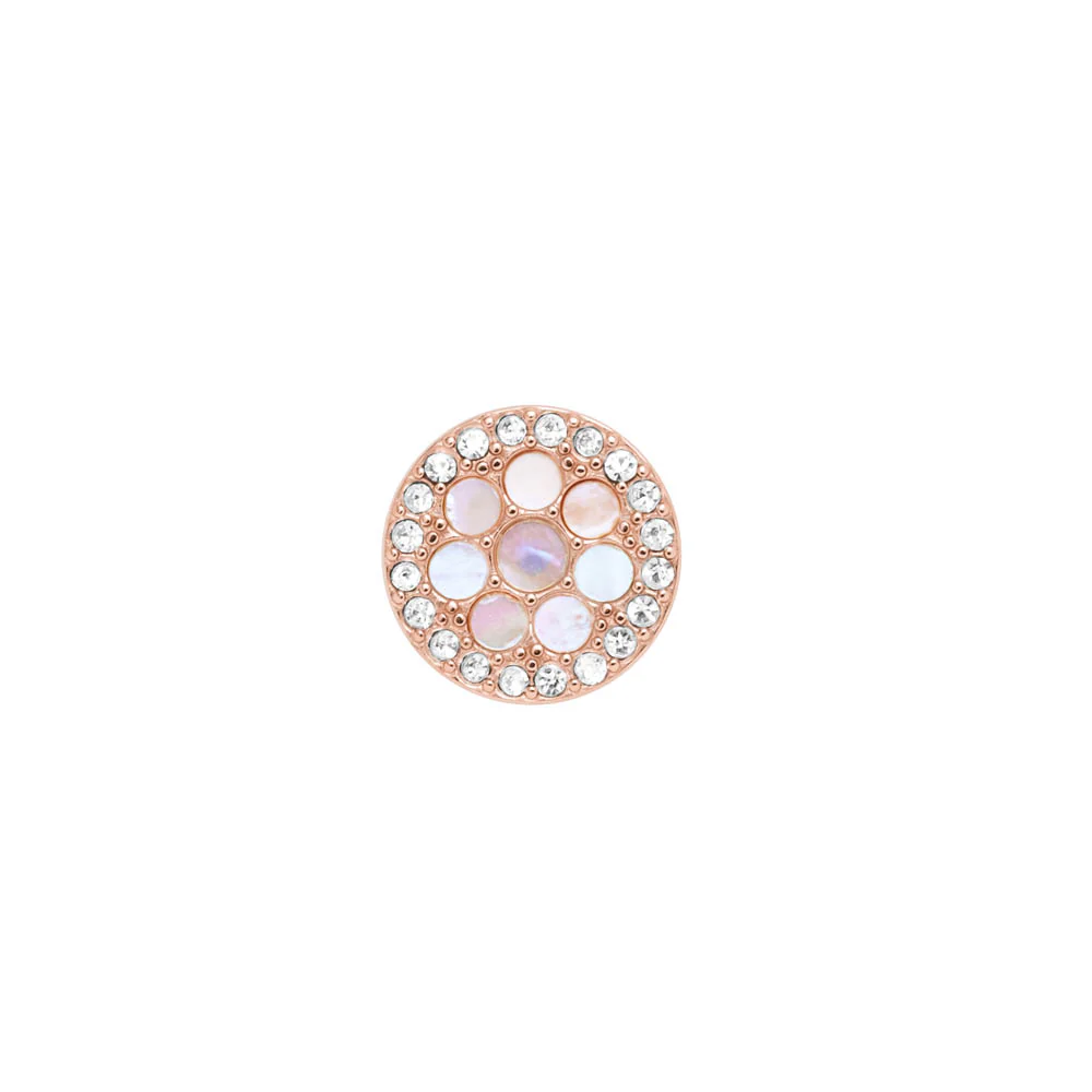 Fossil Rose Gold Plated Stainless Steel Mosaic Mother Of Pearl Round Stud Earring - Image 2