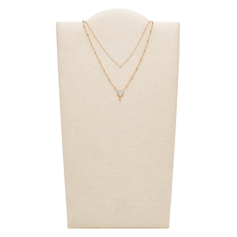 Fossil Rose Gold Plated Stainless Steel Sadie Flutter Heart Pendant with Multi-Strand Chain - Image 3