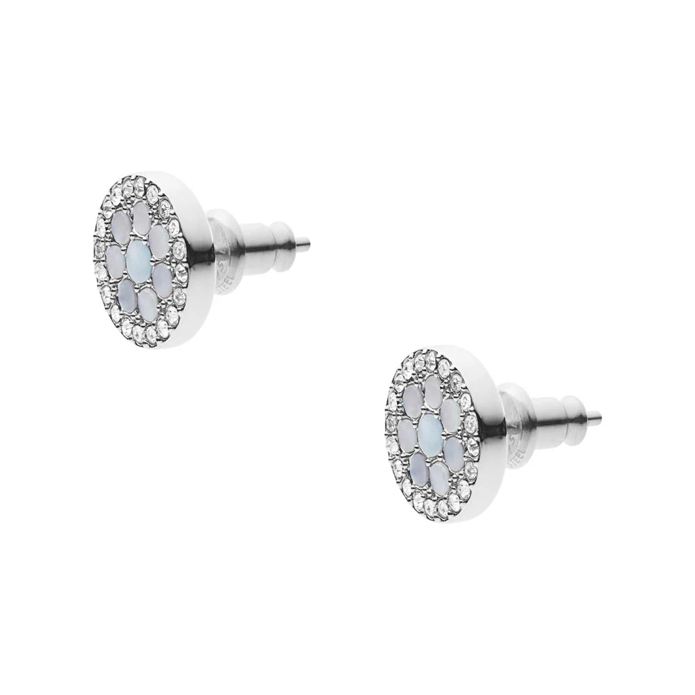 Fossil Silver Plated Stainless Steel Blue Mosaic Stud Earring - Image 3