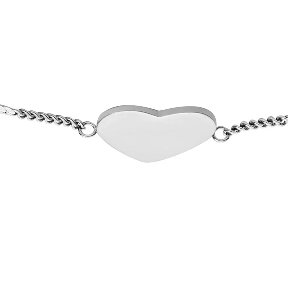 Fossil Silver Plated Stainless Steel Drew Heart Bracelet - Image 2