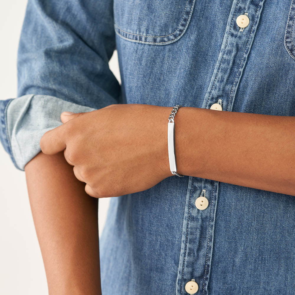 Fossil Stainless Steel Drew ID 20.7cm Bracelet - Image 6