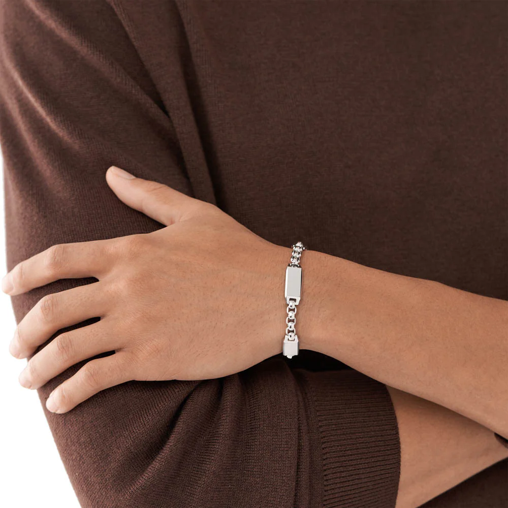 Fossil Stainless Steel Drew ID 22.5cm Bracelet - Image 6