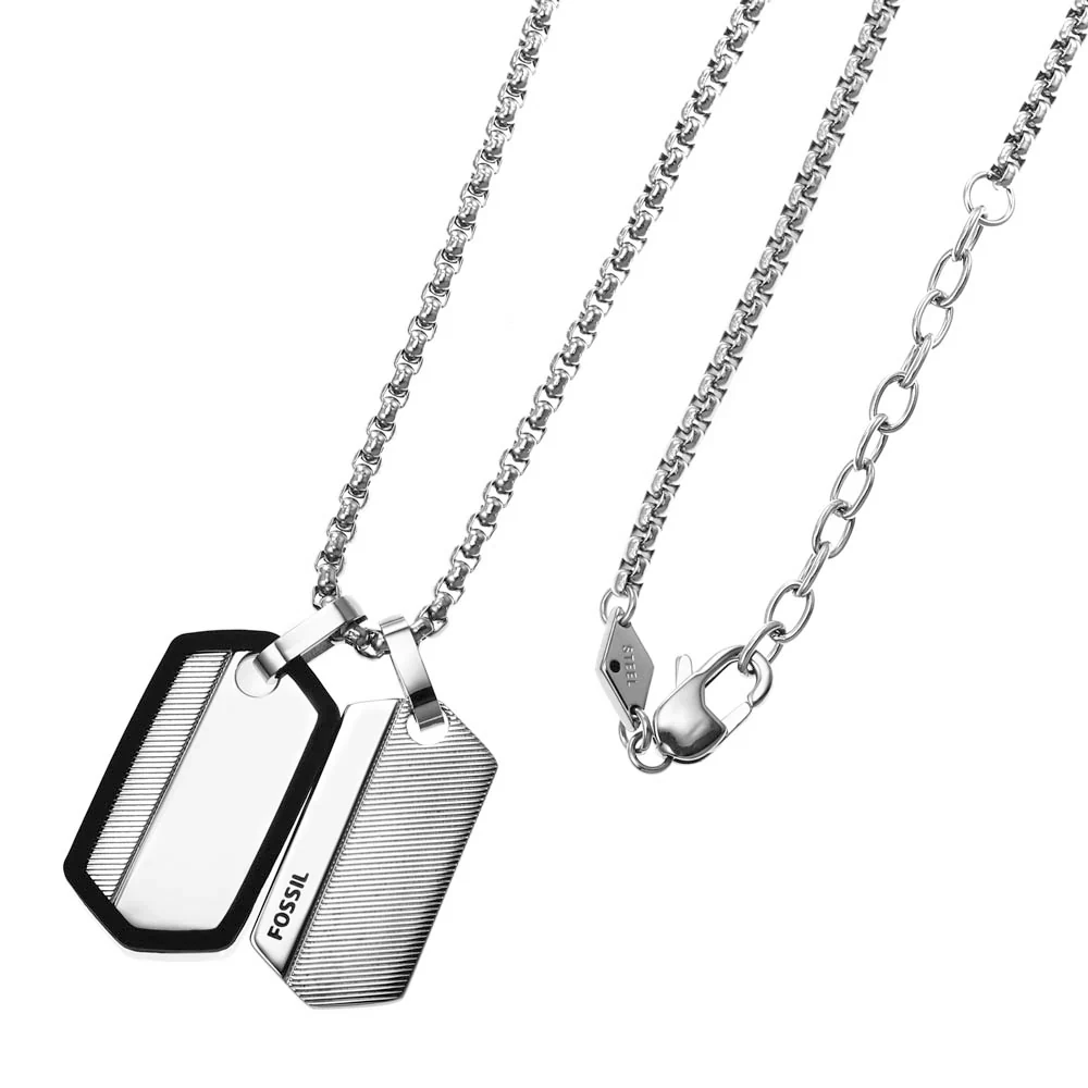 Fossil Stainless Steel Harlow Dog Tag Pendant with Chain - Image 2