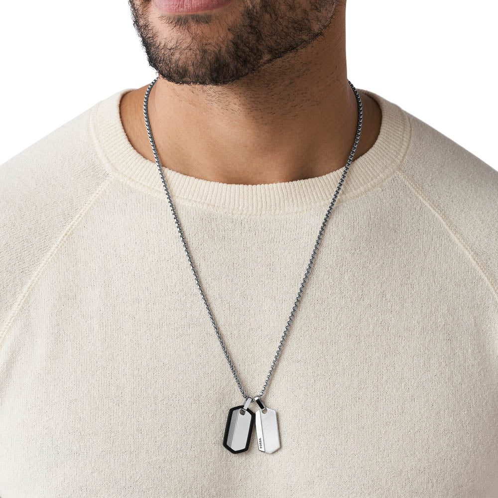 Fossil Stainless Steel Harlow Dog Tag Pendant with Chain - Image 5