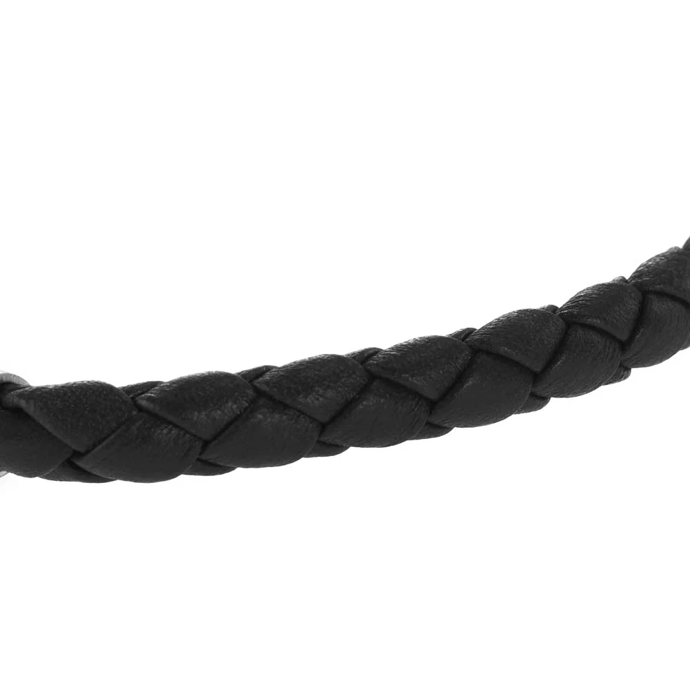 Fossil Stainless Steel Jewelry Brown Braided Leather 21.7cm Bracelet - Image 2