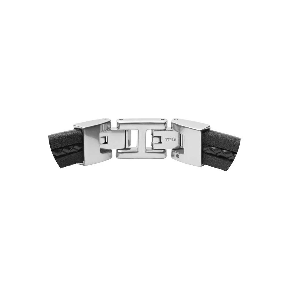 Fossil Stainless Steel Jewelry Multistrand Black Leather Bracelet - Image 2