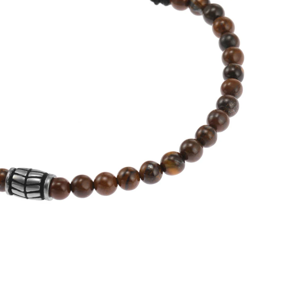 Fossil Stainless Steel Tiger Eye Beaded 25cm Bracelet - Image 2