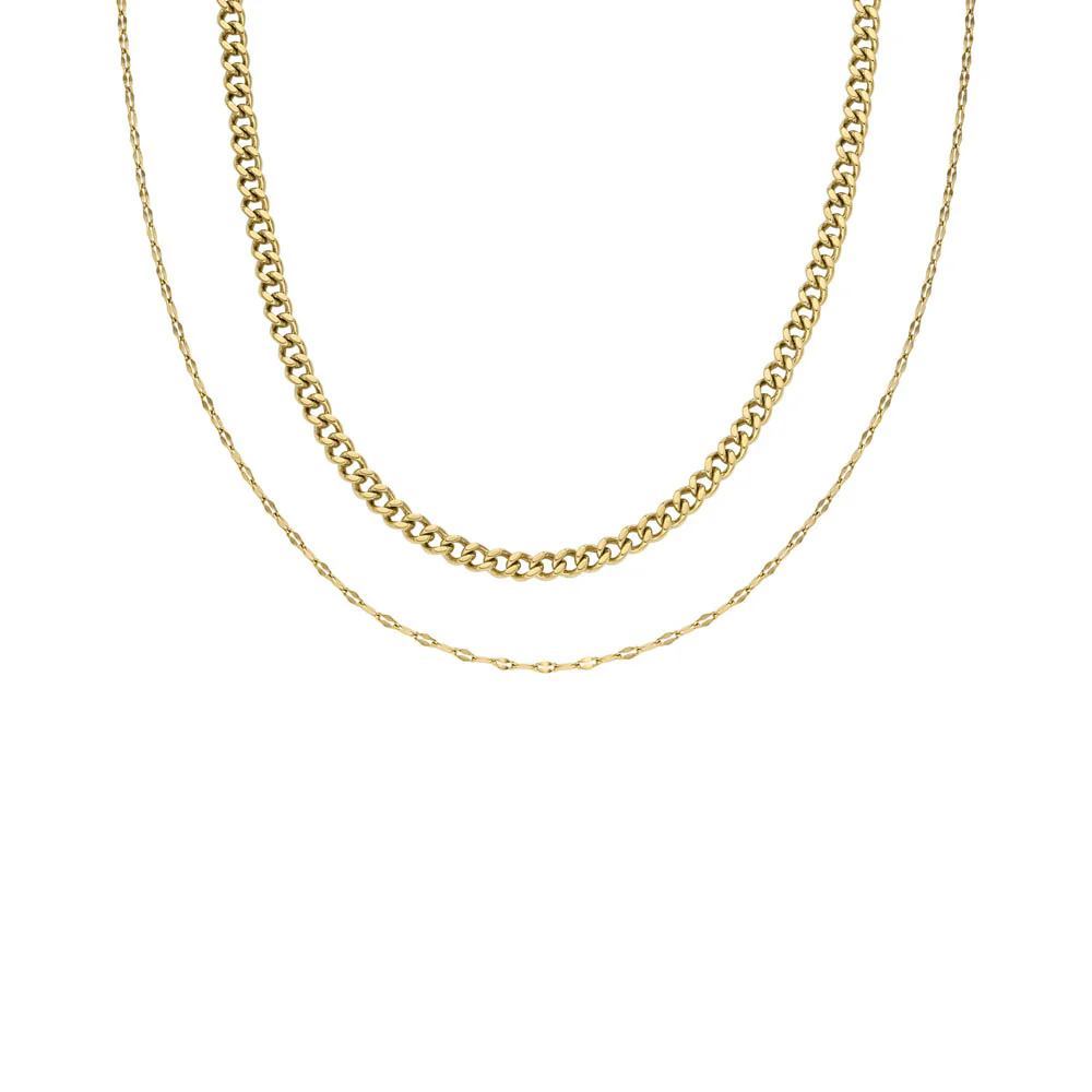 Fossil Yellow Gold Plated Stainless Steel Chain Set - Image 2