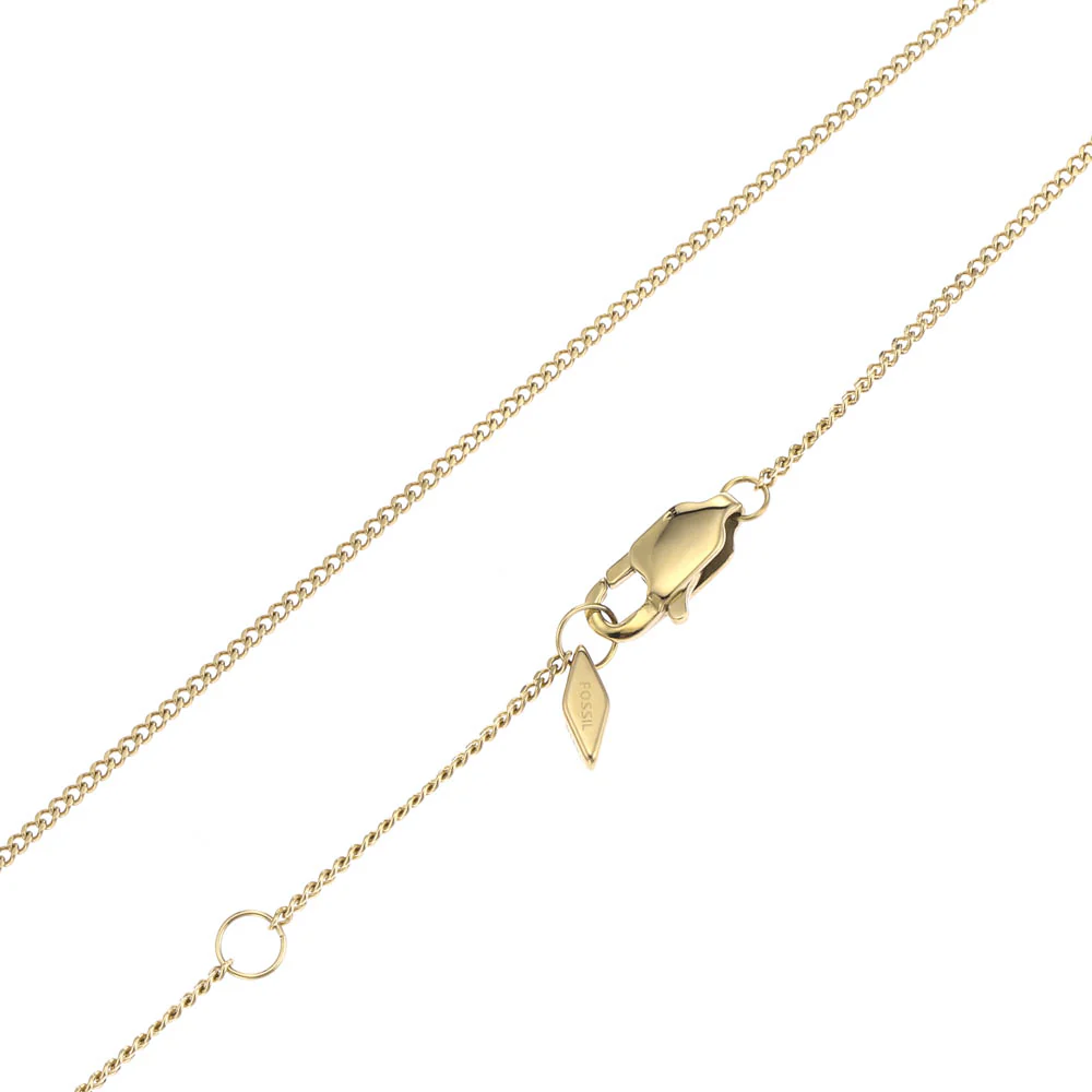 Fossil Yellow Gold Plated Stainless Steel Drew Bar Pendant with Chain - Image 4