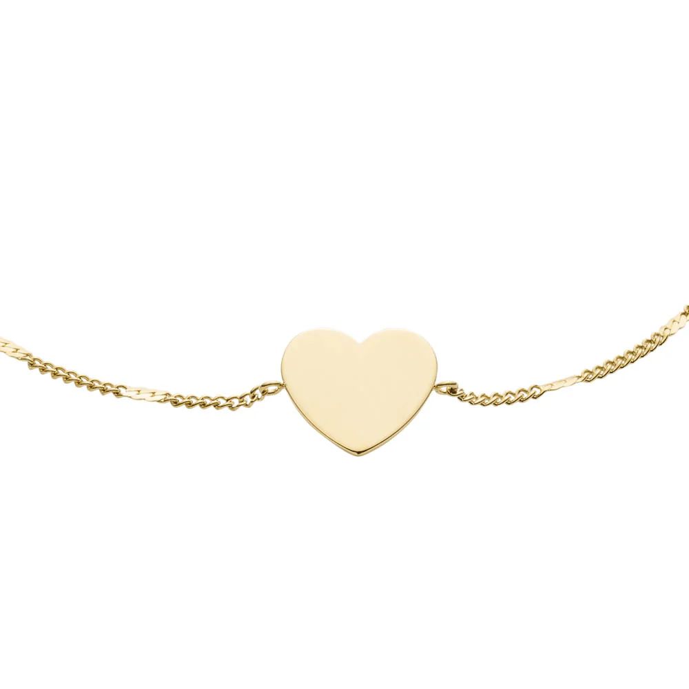 Fossil Yellow Gold Plated Stainless Steel Drew Heart Bracelet - Image 2
