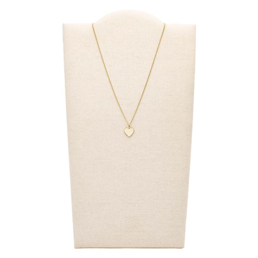 Fossil Yellow Gold Plated Stainless Steel Drew Heart Pendant with Chain - Image 3