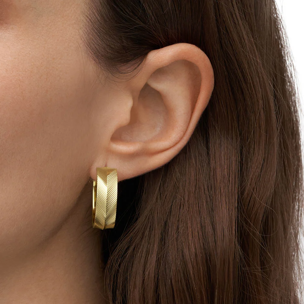 Fossil Yellow Gold Plated Stainless Steel  Harlow Earring - Image 4