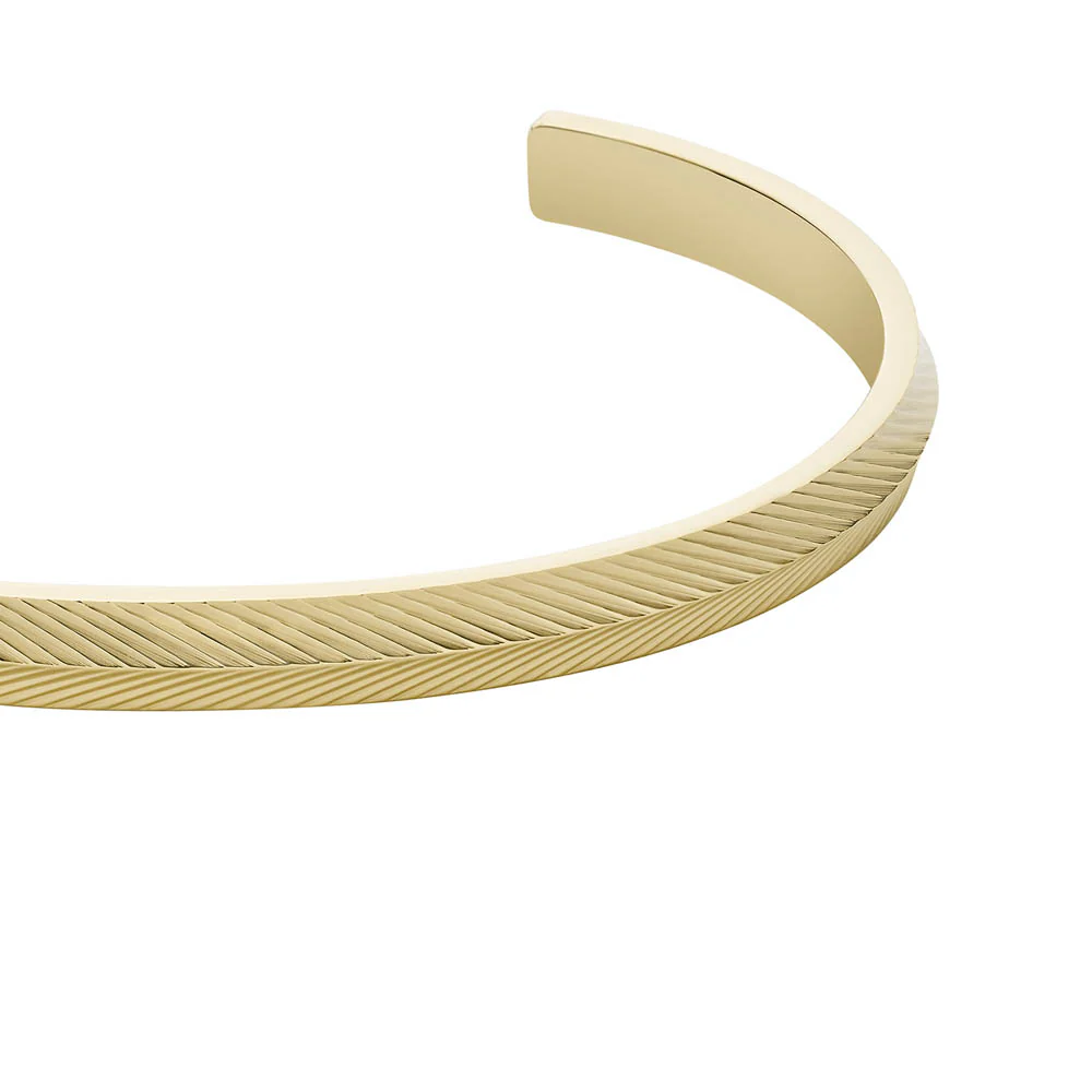 Fossil Yellow Gold Plated Stainless Steel Harlow Open Bangle - Image 2