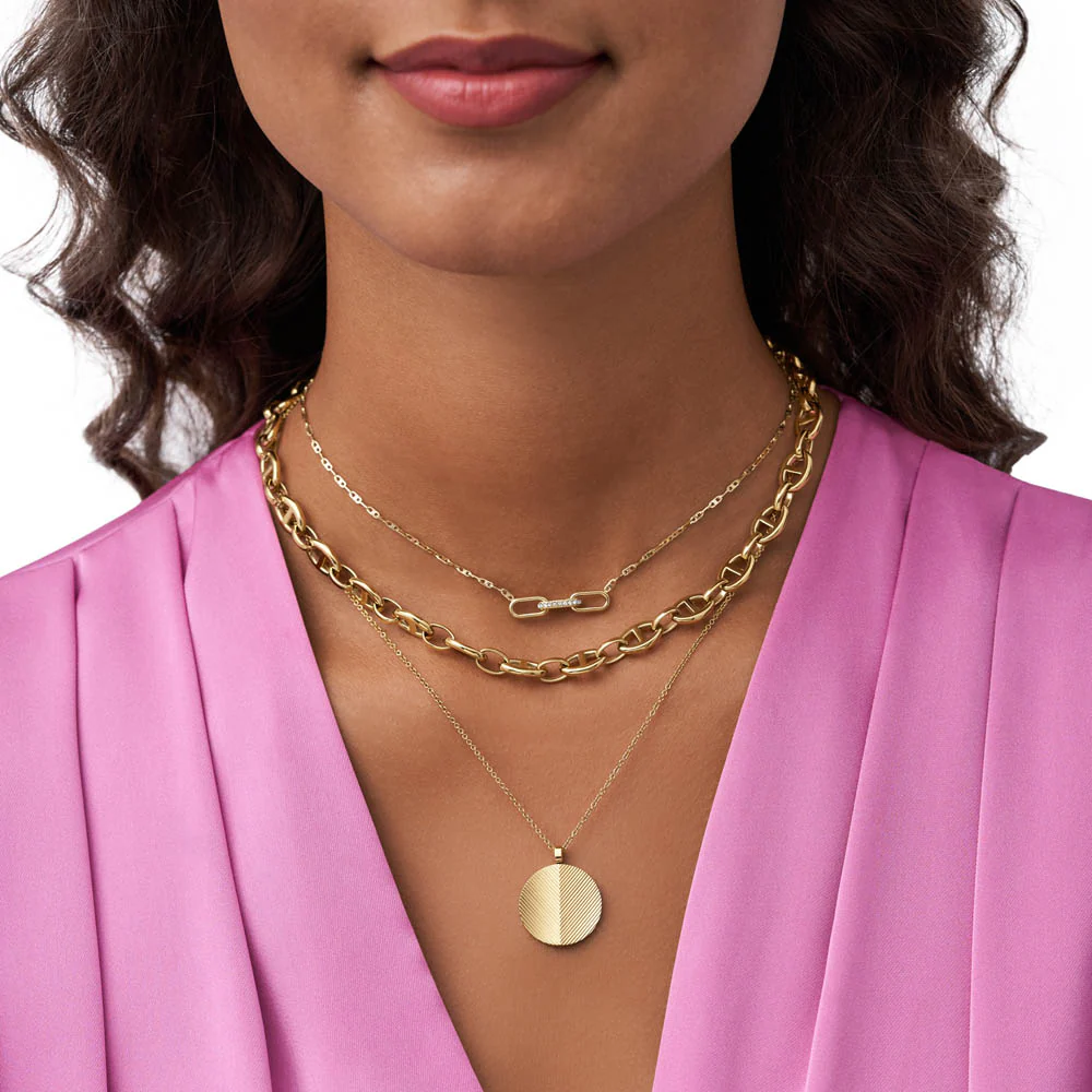 Fossil Yellow Gold Plated Stainless Steel  Harlow Pendant with Chain - Image 11