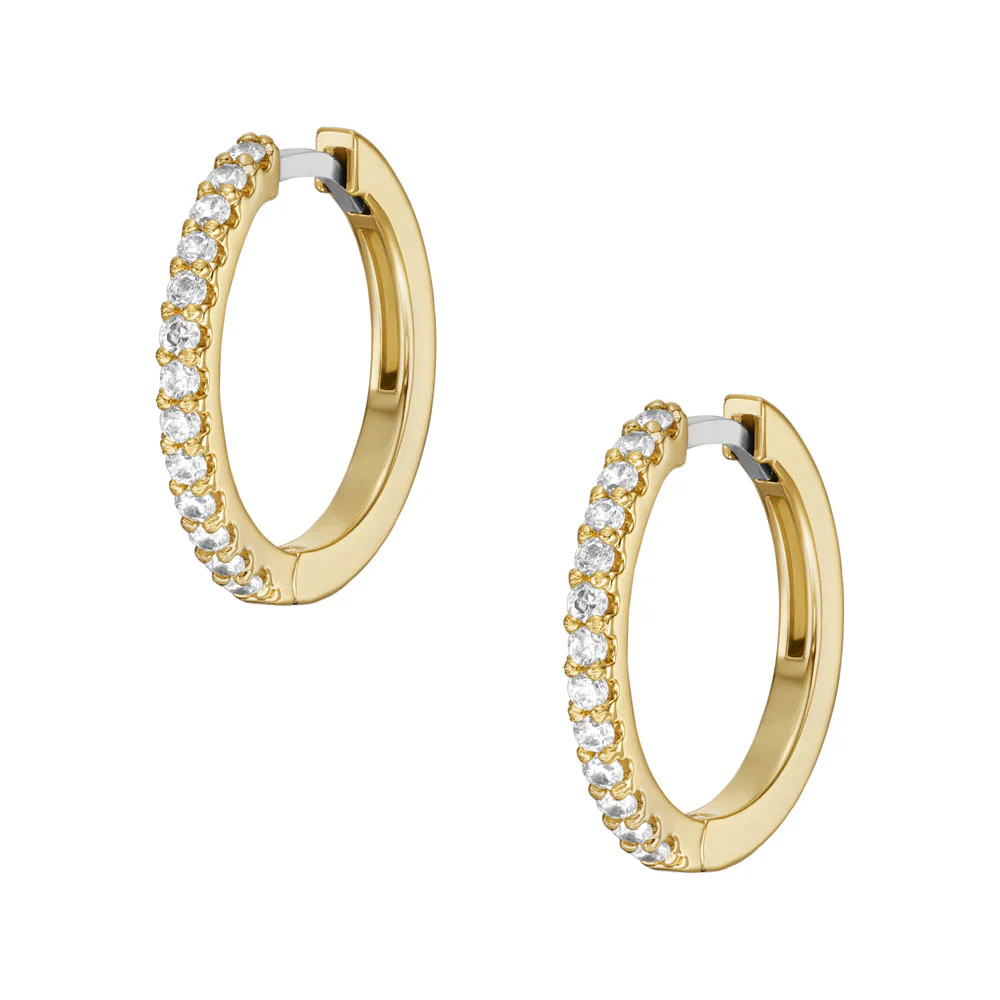 Fossil Yellow Gold Plated Stainless Steel Hoop Earring - Image 3