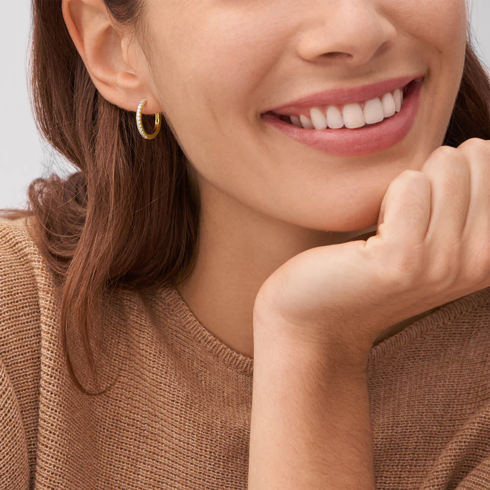 Fossil Yellow Gold Plated Stainless Steel Hoop Earring - Image 4