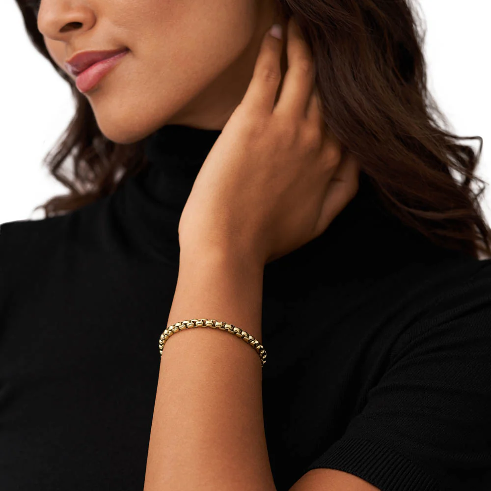 Fossil Yellow Gold Plated Stainless Steel Jewelry 20+2cm Bracelet - Image 5