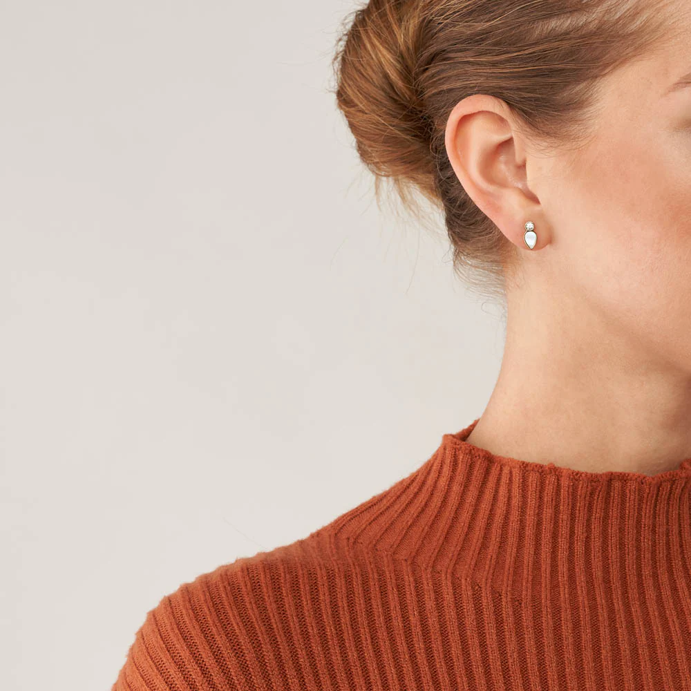 Fossil Yellow Gold Plated Stainless Steel Mother Of Pearl Teardrop Stud Earring - Image 4