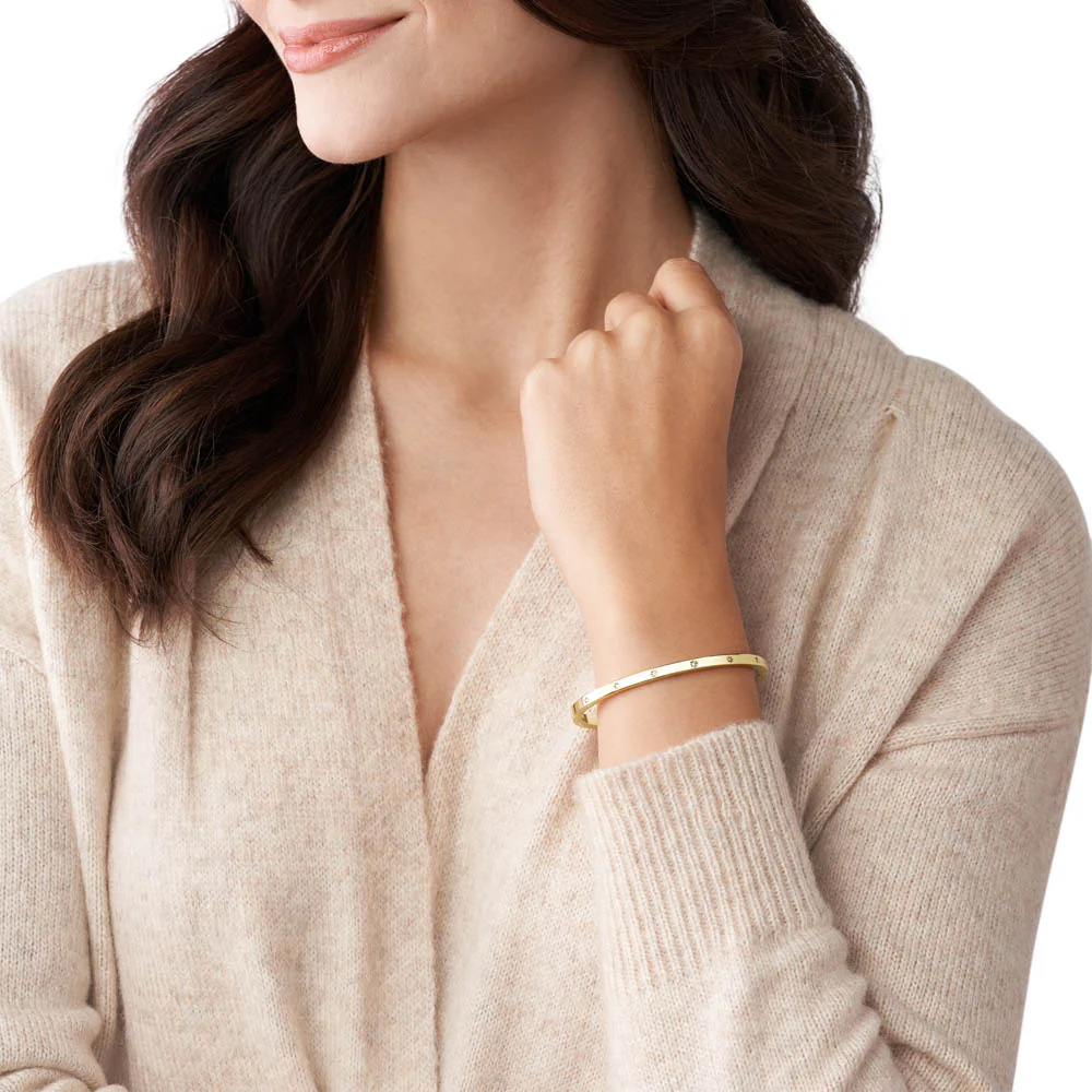 Fossil Yellow Gold Plated Stainless Steel Sadie  Cuff Bangle - Image 3