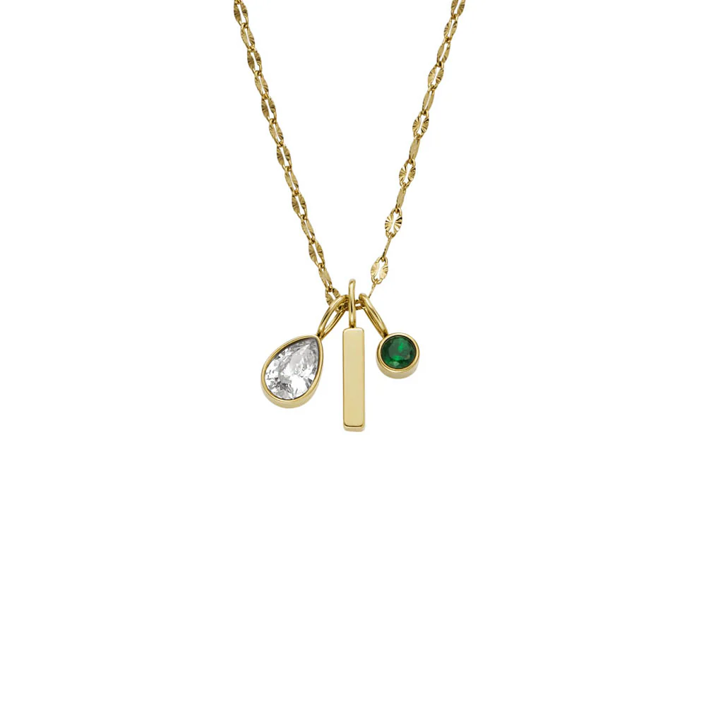 Fossil Yellow Gold Plated Stainless Steel Sadie Pendant with Chain - Image 2