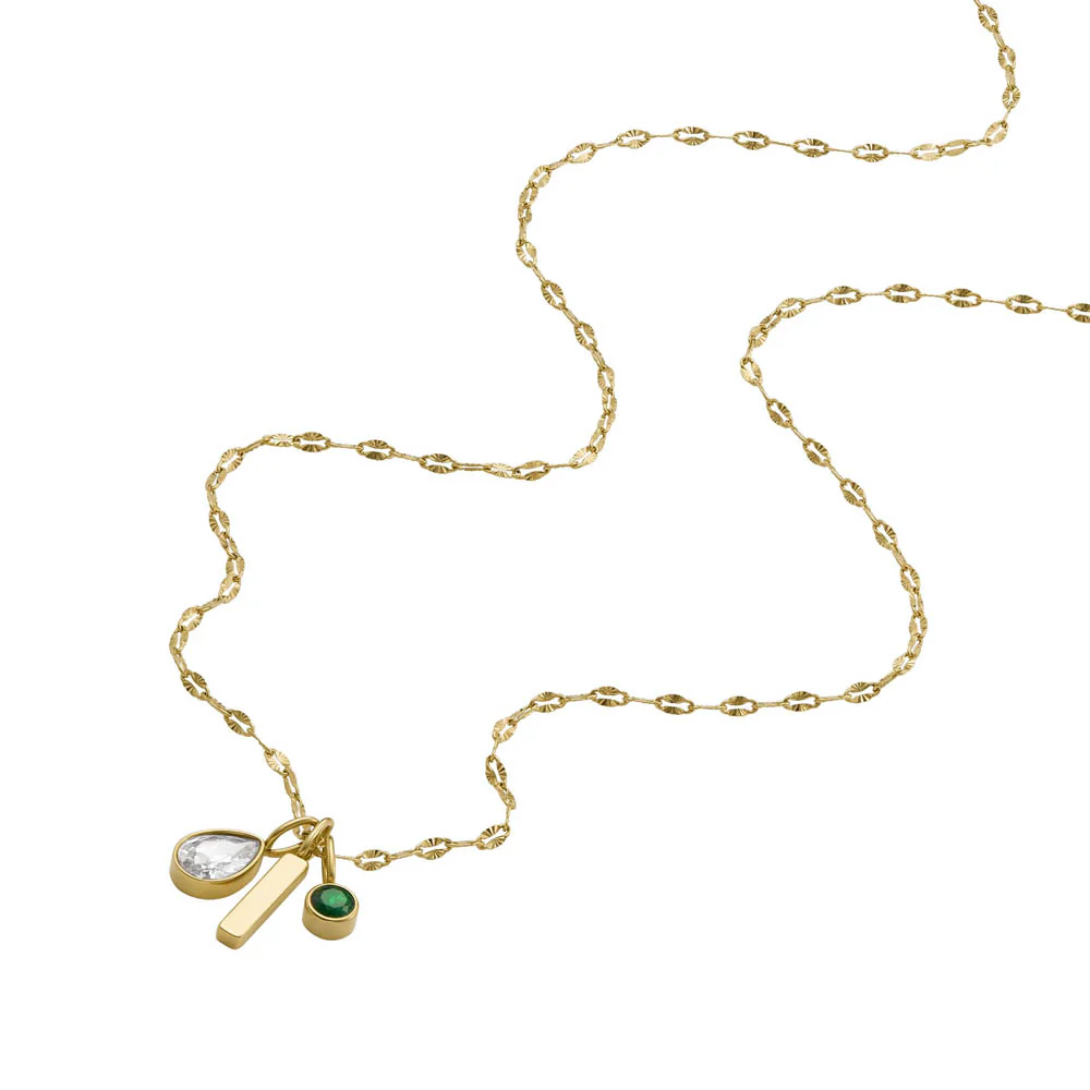 Fossil Yellow Gold Plated Stainless Steel Sadie Pendant with Chain - Image 3