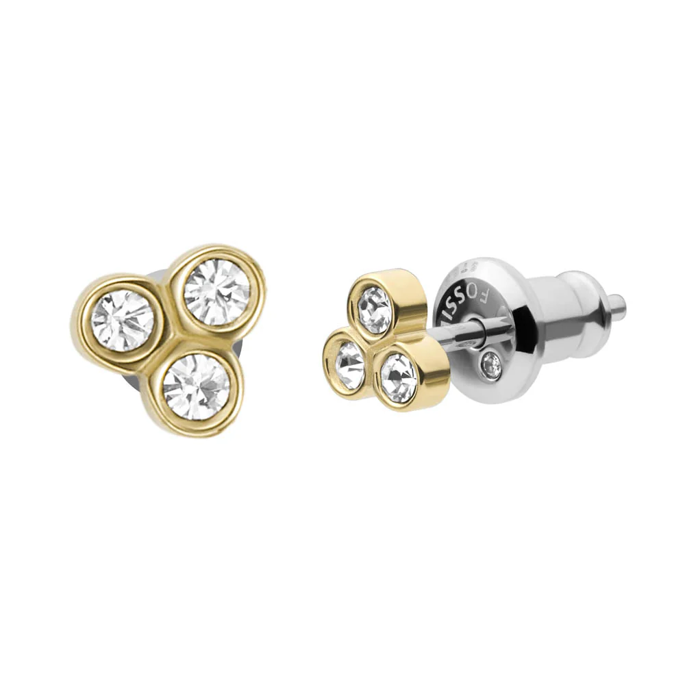 Fossil Yellow Gold Plated Stainless Steel Sadie Trio Glitz Stud Earring - Image 2