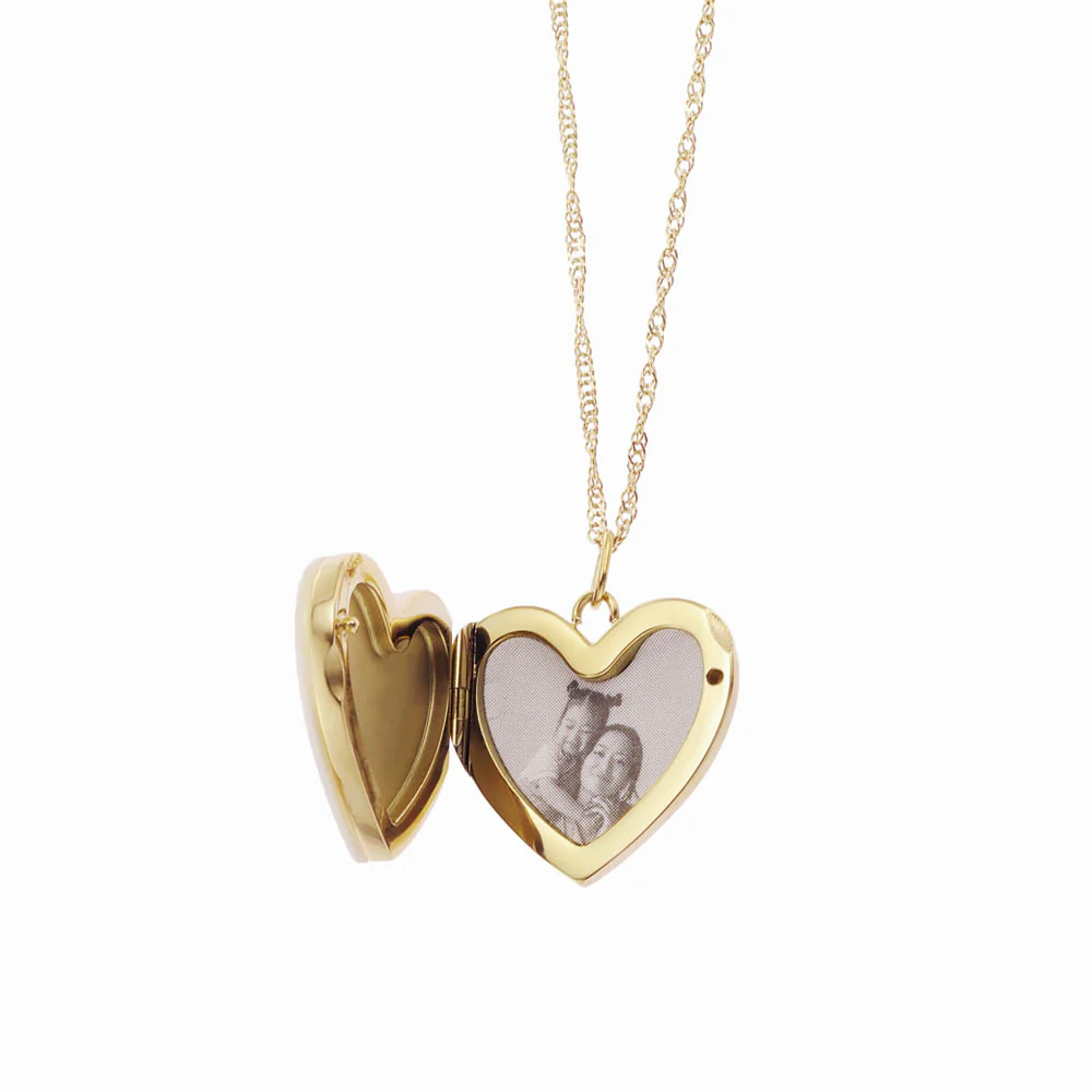 Fossil Yellow Gold Plated Stainless Steel White Mother Of Pearl Heart Locket Pendant On Chain - Image 3